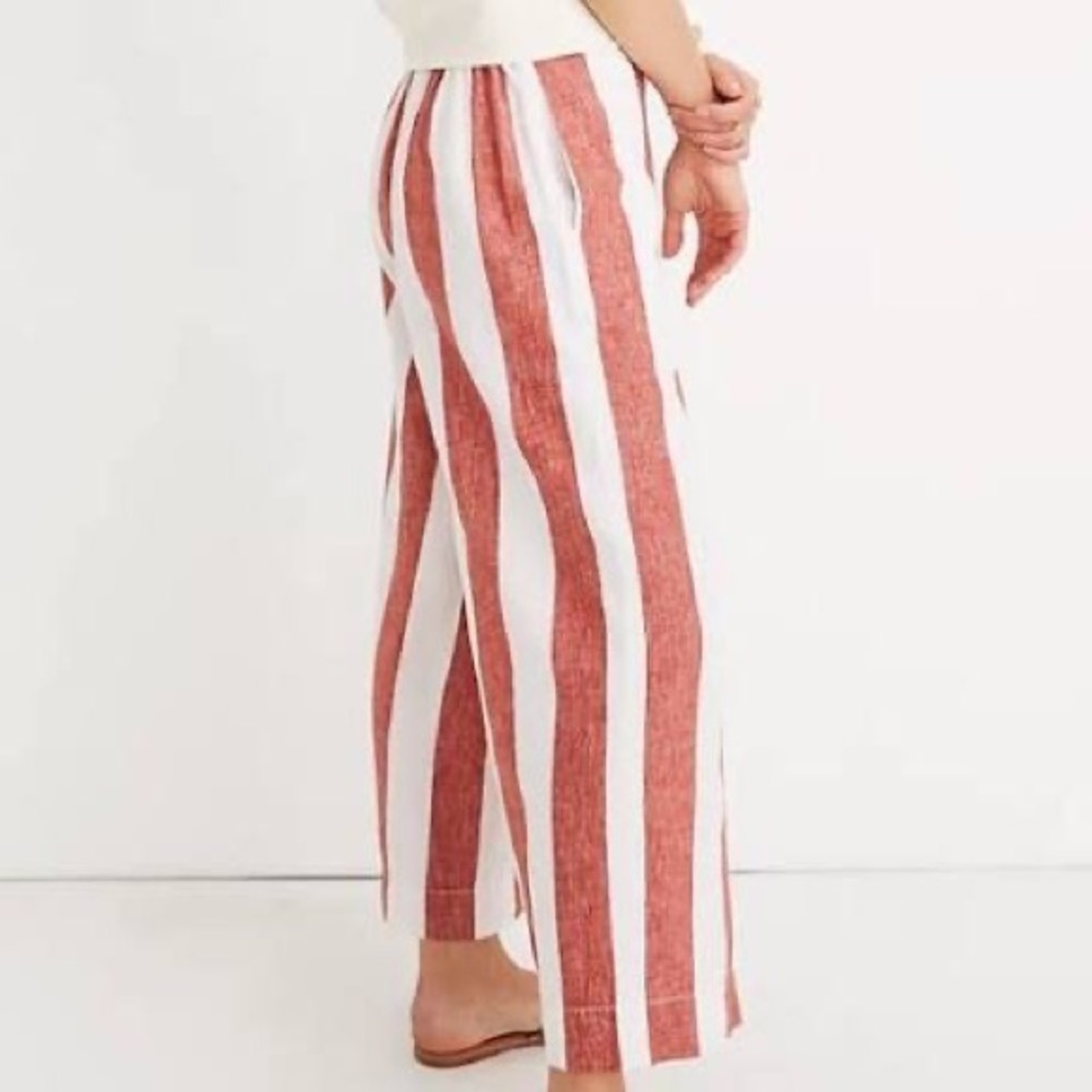 Madewell Huston pull-on wide leg linen crop pant XS